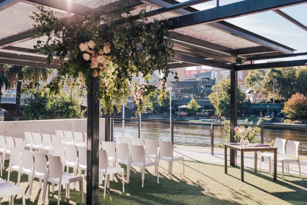 Richmond Rowing Club Wedding Ceremony Seating Settign Overlooking The Yarra River