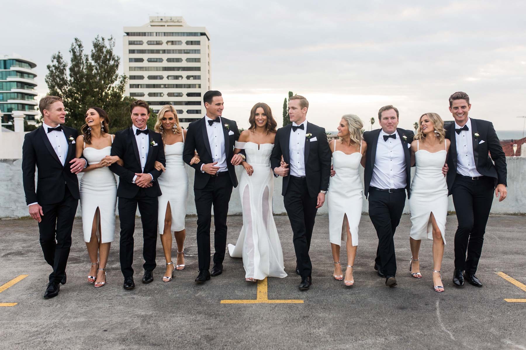 Modern Black And White Bridal Party