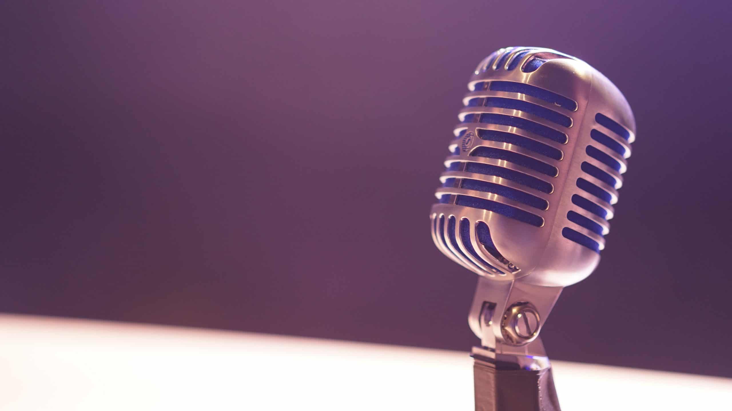 Podcast Microphone On Purple Background