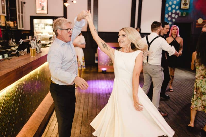 Bride Dances with Dad at Brunswick Mess Hall Photographed by TOne Image