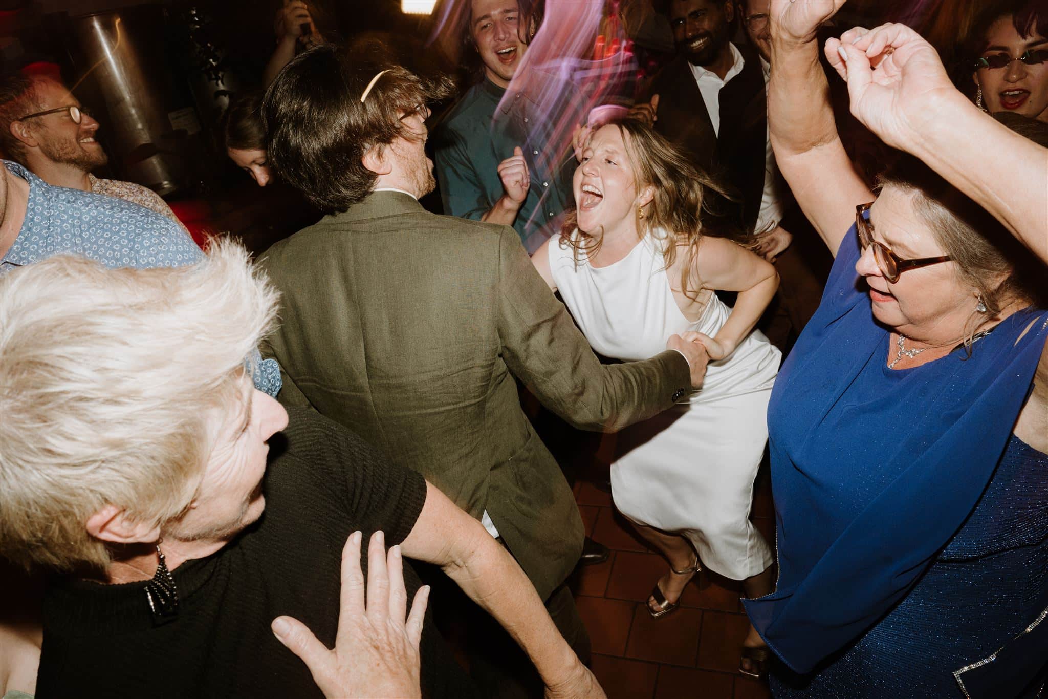 Bride and Groom on Fun Wedding Dance Floor at Noisy Ritual Photographed by Elsa Campbell